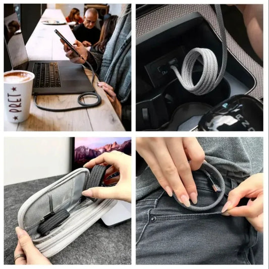 100W対応 マグネット式 USB Type-C to Type-C 急速充電ケーブル iPhone15 / Xiaomi / Samsung / MacBook / タブレット対応 USB-A to Type-C データ転送・充電ケーブル