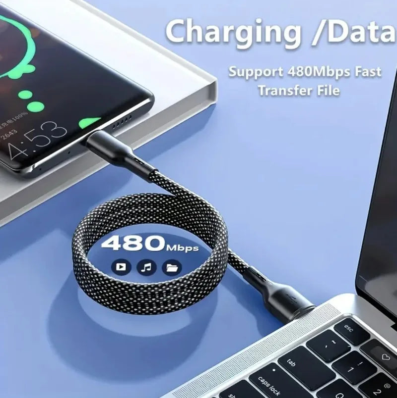100W対応 マグネット式 USB Type-C to Type-C 急速充電ケーブル iPhone15 / Xiaomi / Samsung / MacBook / タブレット対応 USB-A to Type-C データ転送・充電ケーブル